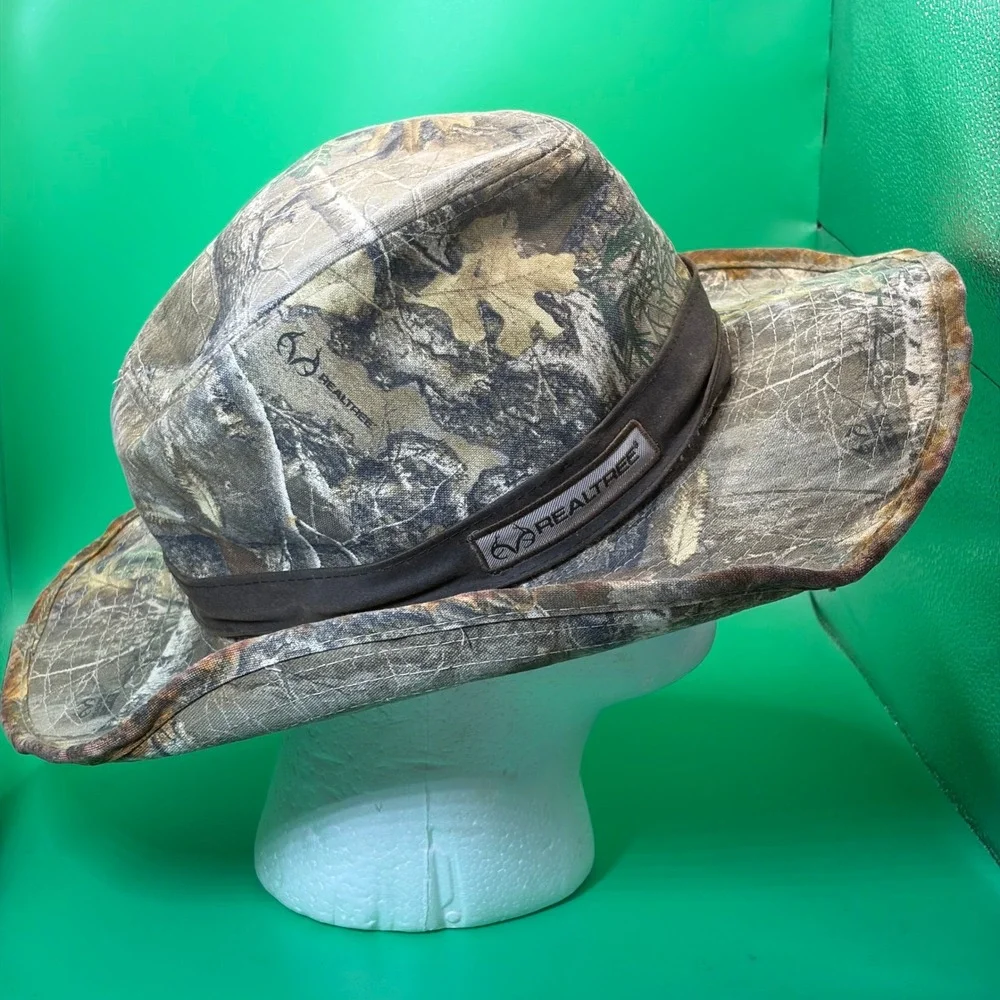 Realtree Camo Boonie Hat Mens XL Outdoor Fishing Wide Brim Bush Fedora Sun Cap